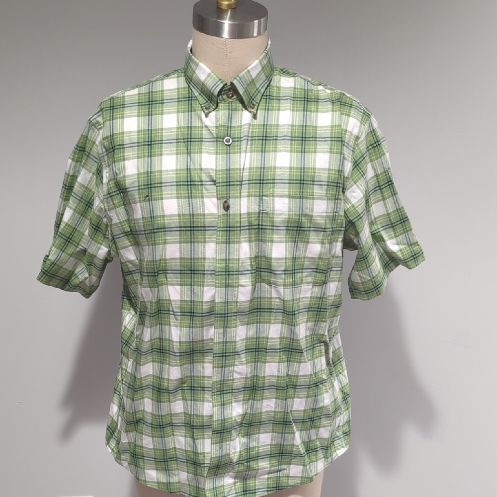 Cabela's Green and White Plaid Casual Shirt